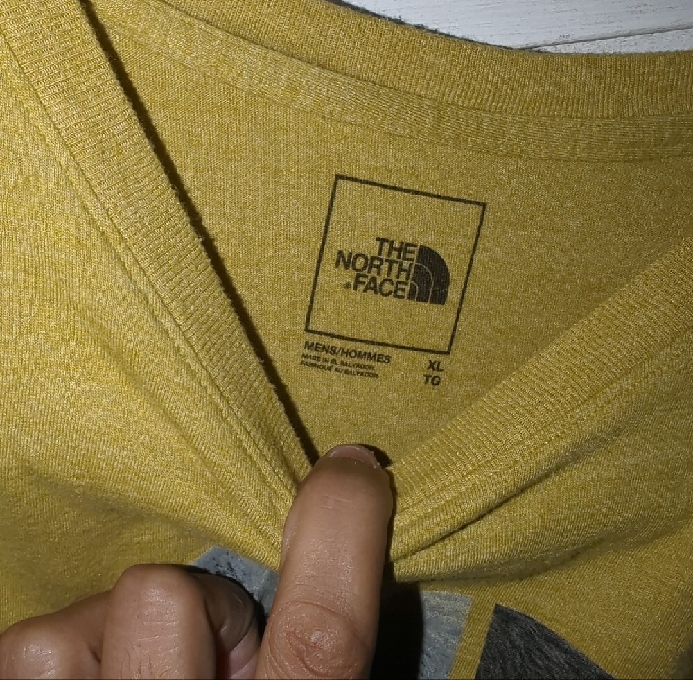 The North Face Men's Long Sleeve Tee in Mustard Yellow with Bear Graphic - Picture 5 of 5